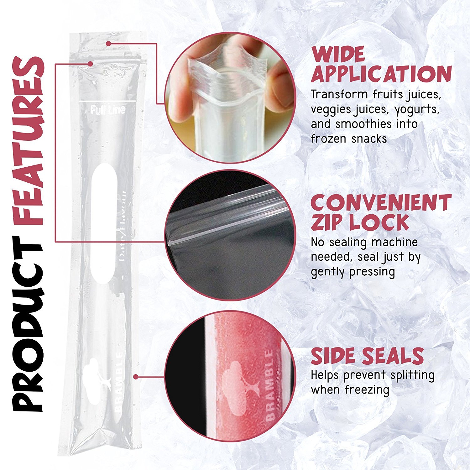 36 x Zip Lock Ice Pop Pouches Reusable Seal Freezer Bags DIY Reusable