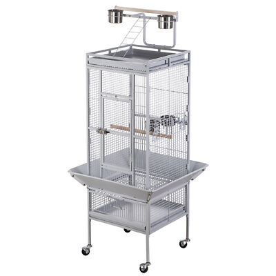 61'' Play Top Bird Cage with Stand Non-Toxic Power Coated Steel Parrot Cage