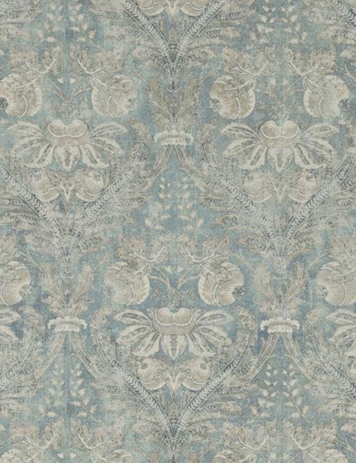 Tela de cortina GP & J Baker 'LAPURA DAMASCO - AZUL' 4,4 METROS mezcla de lino Foto 4 de 4