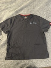 Dickies Scrub Top Women LG Gray V Neck Short Sleeve UNC School of Nursing