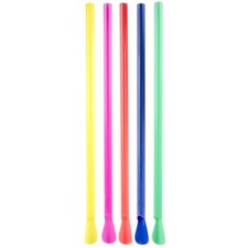 400 UNITS 8" PLASTIC ASSORTED BOLD COLOR SPOON STRAWS, UNWRAPPED, BPA FREE