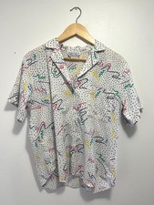 Vintage Oak Hill Abstract Print Short Sleeve Button-Up Shirt | Made in USA