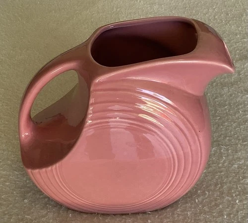 Fiesta Ware Disc Pitcher Pink/Rose Retired 7 1/4”