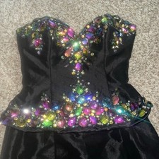 Jovani Black bedazzled Rhinestone Bejeweled short Prom Dress 6