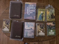 LOUIS L'AMOUR SIGNED BOOKS- DELUXE LEATHER-PAPERBACK- HARDBACK  DROP DOWN MENU -