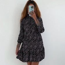 Ladies Floral Shirt Dress Long Sleeved Button Down Collared 3/4 Sleeved Size 8