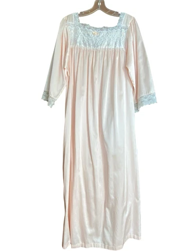 Camicia da notte vintage Christian Dior maxi lunghezza taglia media rosa pizzo cottagecore