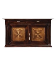 CREDENZA 2 PORTE CLASSICA INTARSIO LEGNO BICOLORE 200X56x113.