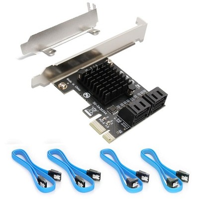 SATA Card PCIE 3.0, 4 Port with 4 Cables, Controller Expansion Card with Low ...