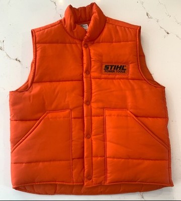 Stihl Vest Chainsaw Logging Lumberjack Orange Vest Mens Large Made In USA