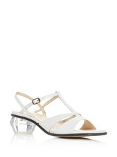 MARC JACOBS Womens White The Gem Toe Sculpted Heel Leather Slingback Sandal 39.5
