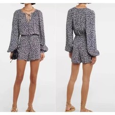 Polo Ralph Lauren Floral Long Sleeve Romper Navy White Daisy Smocked Size 8 NEW