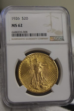 1926 US $20 Saint Gaudens Double Eagle NGC MS62