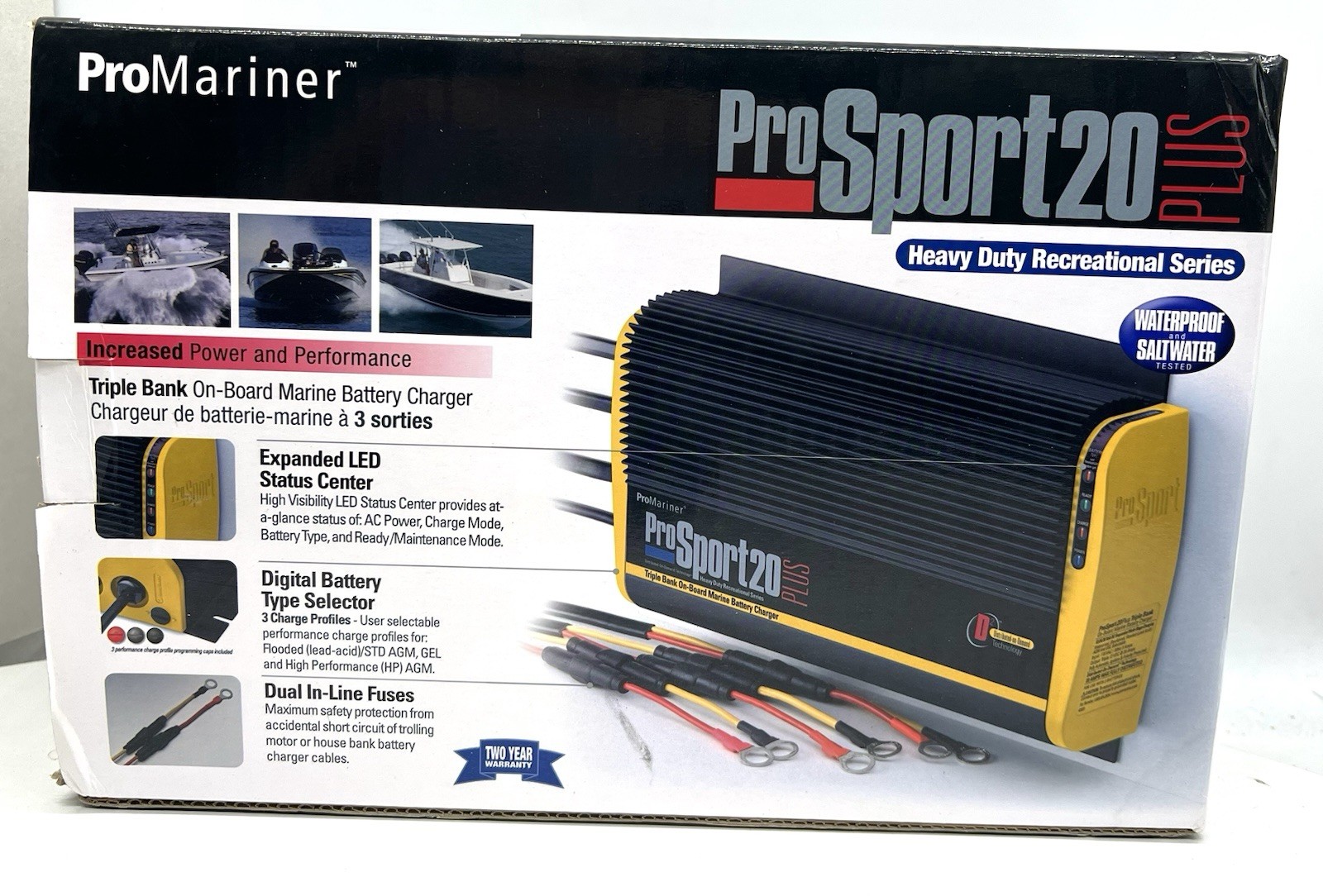 Boat Pro Mariner ProSport 8 Amp Dual Bank On Board Marine Battery Charger