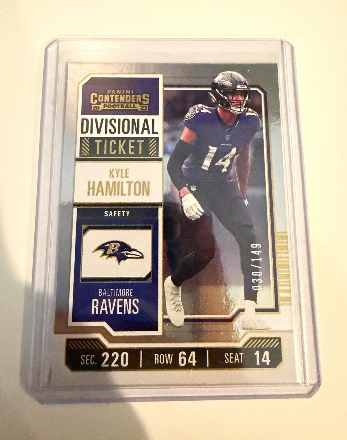 Panini 2023 Contenders Kyle Hamilton Baltimore Ravens Divisional Ticket #8 /149
