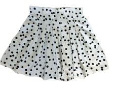 H M Girls Skirt White Black Polka Dot Us 6-8Y Pleated Thick Cotton Elastic Waist