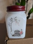 Rare Vintage Rare McKee Tipp City Milk Glass FENCE & TREE Pattern PEPPER Shaker