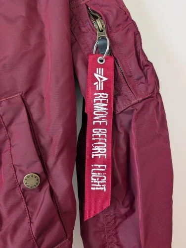 Alpha Industries MA-1 Flight Bomber Jacket Burgundy S Orange Lining image 2
