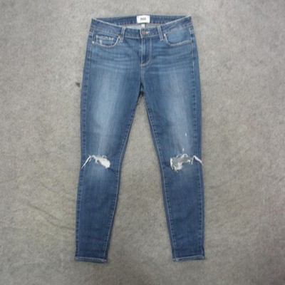 Paige Verdugo Ankle Skinny Jeans Womens 30 Blue Wash Distressed Stretch Denim