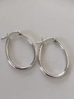 925 Sterling Silver Hoop Pear Oval Solid French Lock Sleeper Earrings 29mm x 2mm