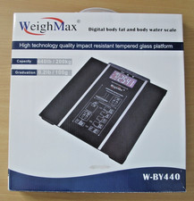 WeighMax BY440 440lb Digital Body Fat Water Bathroom Scale Step on Tech Unused