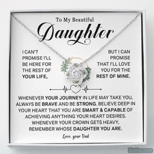 Daughter Necklace Gift from Dad, Heart Pendant Birthday Jewelry for Girls