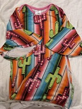 Women s One Size Cactus Print Tunic Blouse Long Sleeve Round Neck Pullover