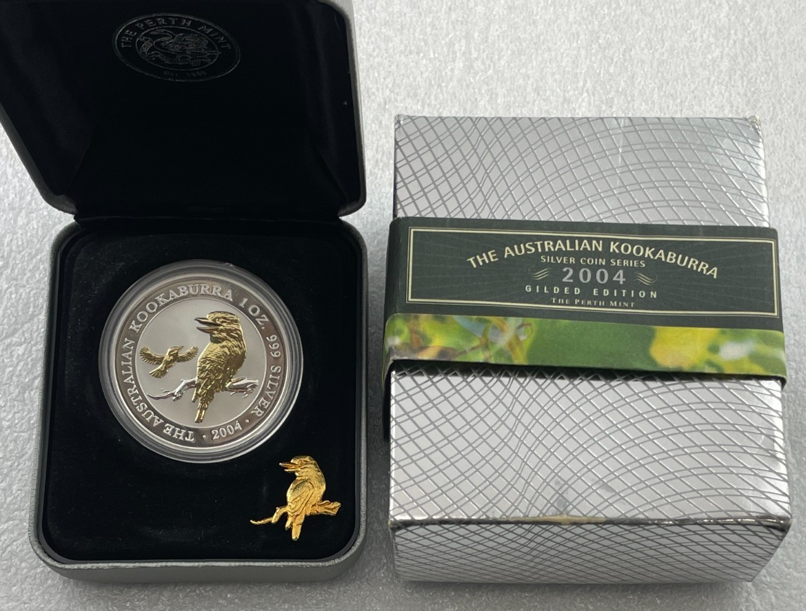 2004 Australian Kookaburra 1oz 999 Silver Coin Gilded Edition