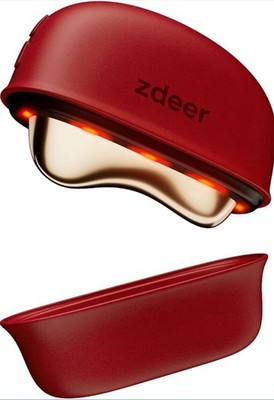 zdeer Brass Red Light Therapy Facial Gua Sha Massager Heat Vibration 3-Set