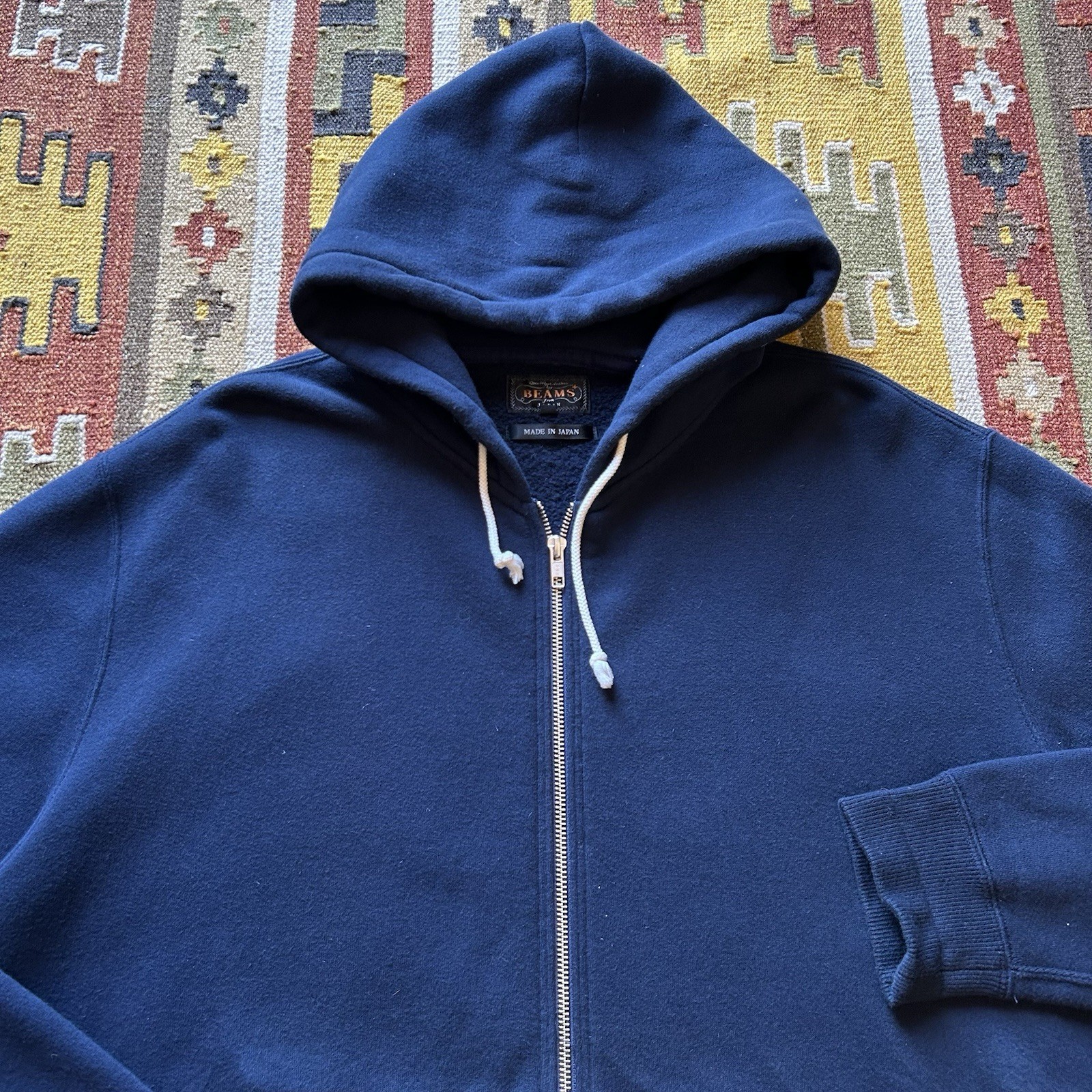 Beams Plus Fleece Full Zip Hoodie Sz XL - Navy