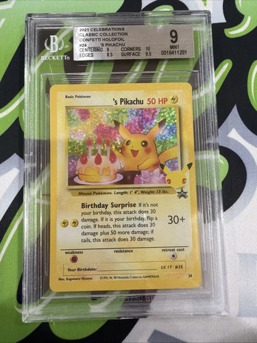 99-02 Pokemon TCG Black Star Promo #24 Birthday Pikachu's HOLO BGS 9 Celebration