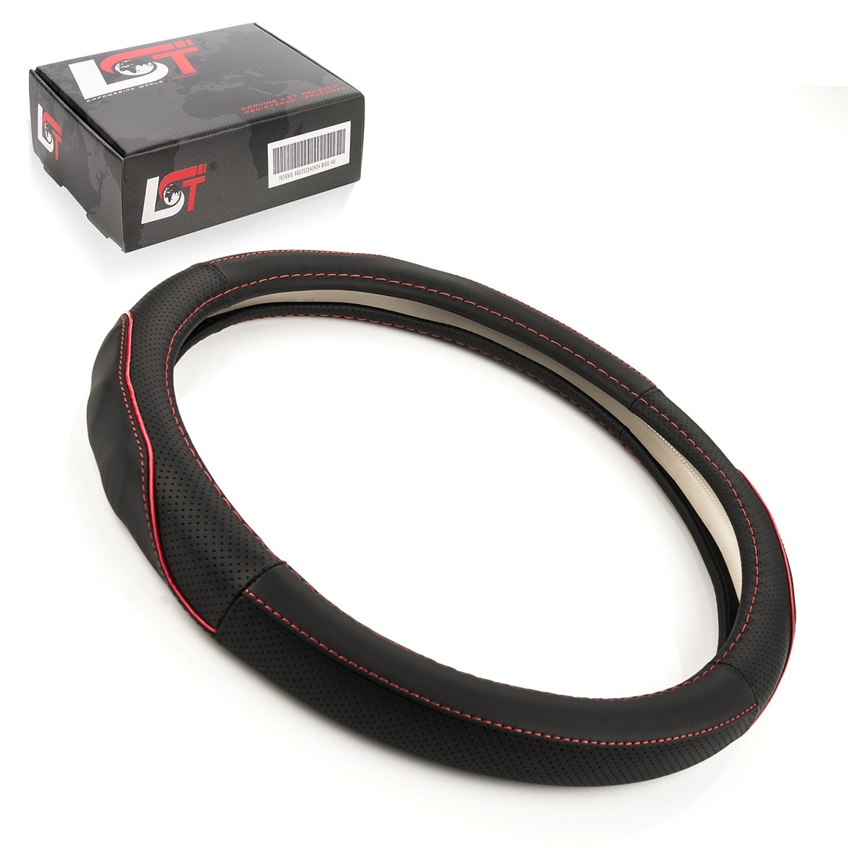 Steering Wheel Cover Ø 38x9cm Anthracite Red for Alfa Romeo