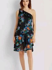 Lauren Ralph Lauren Floral Metallic Georgette One Shoulder Dress 4