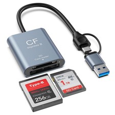 2-in-1 CFexpress Type B SD Card Reader, USB-C 3.2 Gen 2 10Gbps Speed Gray