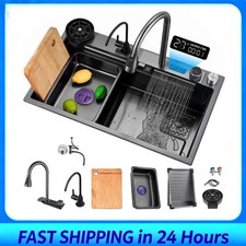 Stainless Steel Smart Sink With Digital Display Kitchen Sinks Workstation Set
