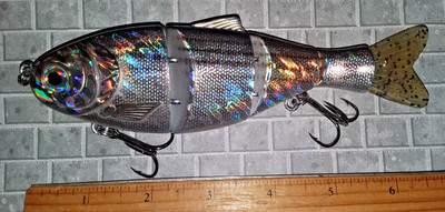 #CTF2  Chrome Thread fin Shad Hard Swimbait 6.5 in. Multi-Joint Bass Lure 2.2 oz