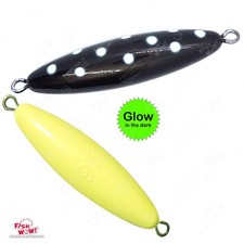 2pcs Eddie Bomb 450g Bluefin tuna Vertical Fast Sinking Torpedo GLOW dot Black