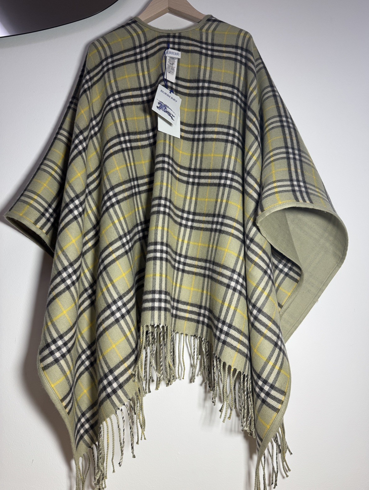Burberry Reversible Check Wool Cape Poncho Green RRP £795 New image 5