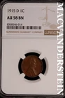 1915-D Lincoln Wheat Cent-NGC AU 58 Brown No Reserve #SLK924