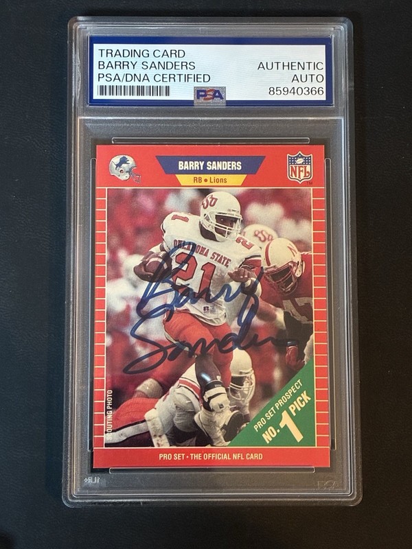 Barry Sanders Rookie Auto 1989 NFL Pro Set #494 Hand Signed RC Graded PSA DNA