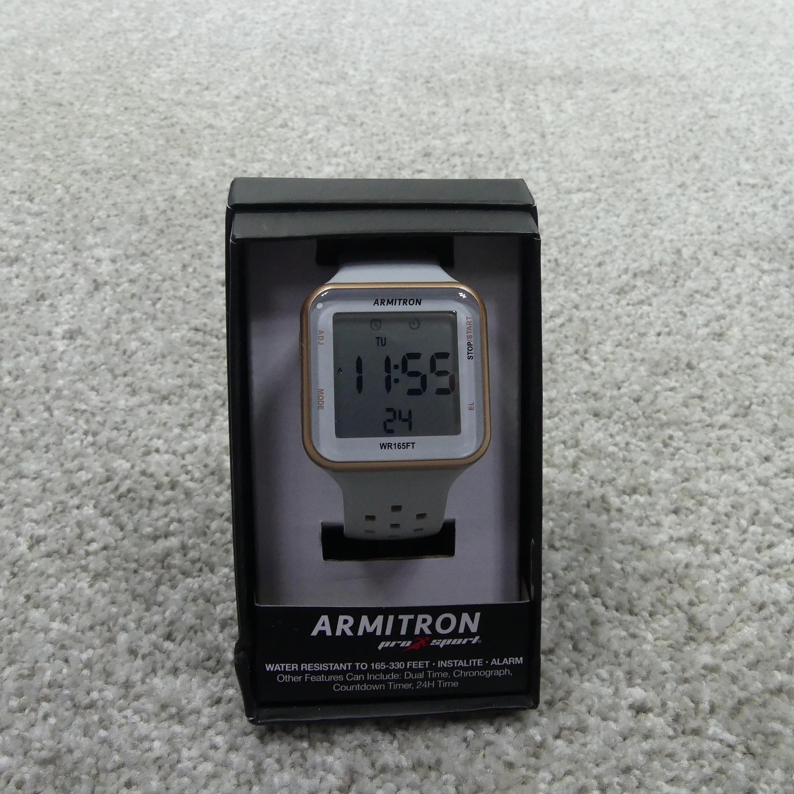 Armitron Watch Womens White Digital Water Restant Alarm Instalite Pro Sport
