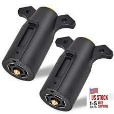  (2-Pack) RV 7 Pin Trailer Plug Splice-in Replacement Trailer Side Male End 7 