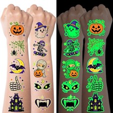 JCFIRE 96 Spooky Glow Temporary Tattoos for Kids, Halloween Party Favors