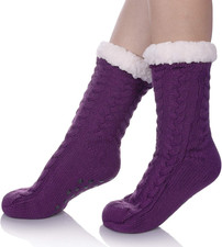Women's Winter Super Soft Warm Cozy Fleece Lined Fuzzy Slipper Socks with Grippe