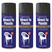 x3 Rust-Oleum Superior Direct To Plastic Aerosol Spray Paint Black Gloss