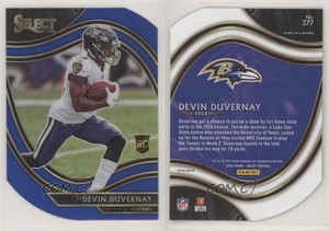 2020 Panini Select Field Level Blue Prizm Die-Cut Devin Duvernay #377 Rookie RC