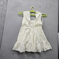 Free People Women Dress L Cream Undone Mini Sundress Boho Sleeveless Ruffle NWT