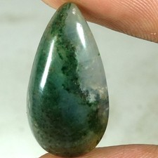100 Natural Moss Agate Pear Cabochon Loose Gemstones 15.15Cts 12x 23x 06mm
