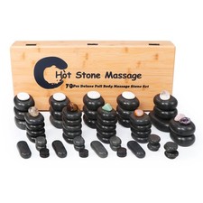 Master Massage 70-Piece Deluxe Hot Stone Therapy Kit   Black Lava Basalt S
