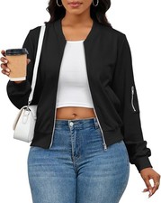 Women Casual Full Zip Up Comfy Loose Long Sleeve Sweatshirt Coat Jacket